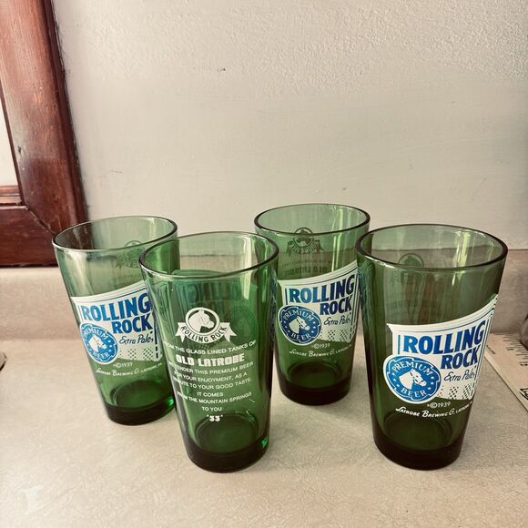 4 ROLLING ROCK Extra Pale premium beer Latrobe brewing Company PA33 Green 16 oz - Picture 2 of 16